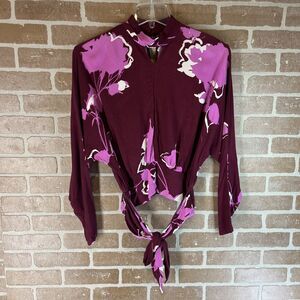 Free People Tunic Floral Long Sleeve Top Blouse Size S, Tie Around The Waist.